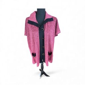 Exclusively Misook Women's Pink and Black Button-Up Jacket